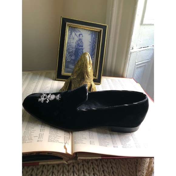 BLACK BAKER-LOGO VELVET SKELETON HEAD-SLIPPER - Picture 10 of 16